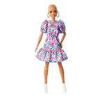 Barbie FBR37-GHW64 Fashionistas Saçsız Pembe Çiçekli Elbiseli Bebek ve Aksesuarları