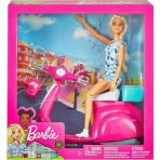 Barbie GBK85 Pembe Playset Aksesuar Scooter ve Bebek
