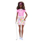 Barbie Golf oyuncusu, esmer, moda bebek, pembe golf kıyafeti, giyilebilen elbise, güneş siperliği ve golf sopası ile, JCR69