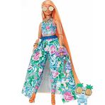 Barbie HHN14 Extra Fancy Çiçekli Kostümlü Bunny Oyuncak Şık Bebek ve Yavru Kedisi