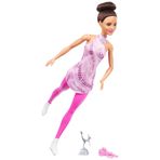 Barbie Kariyer Moda Bebek ve Aksesuarları, Buz Pateni ve Kupalı Çıkarılabilir Pembe Kıyafetli Esmer Buz Patencisi, HRG37