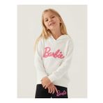Barbie Kız Çocuk Kapüşonlu Sweatshirt 3-7 Yaş Krem