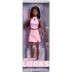 Barbie Look Doll, Koleksiyon No. 21, Siyah Örgüler ve Modern Y2K Moda, Pembe Halter Üst ve Ayak Bileği Çizmeli Suni Deri Etek