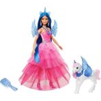Barbie Mavi Saçlı Prenses Bebek 3+ Yaş İçin Renk Geçişli Pembe Elbise ile 1 Parça