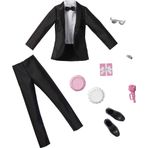 Barbie Moda ve Aksesuar Paketi, Damat Kıyafeti ile Gelin Seti, Smokinli, Ayakkabı, Saat, Tepsi ve Buketli Düğün Pastası için