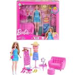 Barbie MTL-HPL78 'nin Pembe Kıyafet ve Aksesuar Askısı Oyun Seti
