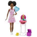 Barbie Parti Temalı GRP41 Bebek Bakıcısı Bebeği ve Aksesuarları Oyun Seti