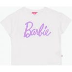 Barbie Payetli Beyaz - Lila Kız Çocuk T-Shirt BRB6SG-TST6020