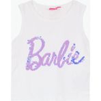 Barbie Payetli Ekru Kız Çocuk T-Shirt BRB6SG-TST6462 - 3 - 4 Yaş
