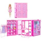 Barbie Sarışın bebek, kıyafetler, aksesuarlar, 25'ten fazla parça ve 3 kombinle 90 cm genişliğindeki Barbie'nin Rüya Gardrobu ve Bebek, HXD58