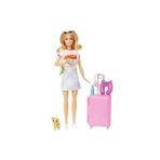 Barbie Seyahatte Bebeği Ve Aksesuarları Barbie Bebek, Yavru Köpeğiyle Seyahat Seti Hjy18