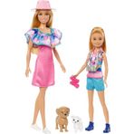 Barbie ve Stacie Kız Kardeşler İkili Set 2 evcil köpek ve aksesuarlar bulunan Barbie ve Stacie kız kardeş bebek seti HRM09