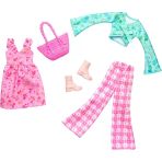Barbie'nin Kıyafetleri 2'li Paket FYW82 - Pembe Elbise Bot Ve Çanta Hrh43