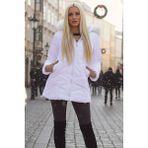 Barbora Beyaz Kışlık Kürklü Kapüşonlu Kadın Şişme Mont XL Beden Su İtici ve Rahat Fit