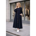Barbora Günlük Keten Büzgülü Gömlek Elbise - 2XL - Siyah