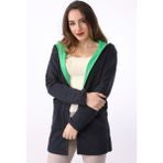 Barbora Günlük Renkli Kapüşonlu Spor Kadın Ceket - 2XL - Lacivert