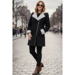 Barbora Kadın Günlük Siyah Kaşe Kaban Kalın Polyester Malzeme ve Uzun Kol Özelliğiyle