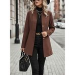 Barbora Kadın Kahverengi Tasarım Yaka Kaşe Kaban Polyester Uzun Kol Standart Kalıp