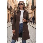 Barbora Kadın Kaşe Kaban Dikiş Detaylı Tasarım Polyester Malzemeden Kahverengi Renkli