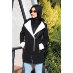 Barbora Kışlık Günlük Kaşe Kadın Tesettür Kaban 819siyahtesettür