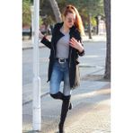 Barbora Kışlık Kürklü Kaşe Kadın Kaban - Siyah - XL