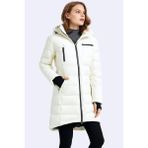 Barbora Kışlık Uzun Kadın Şişme Mont - Beyaz - XL