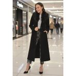 Barbora Kürk Yakalı Kadın Kaban - Siyah - XL