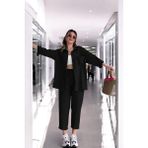 Barbora Yazlık Gömlek Pantolon Alt Üst Rahat Keten Takım - Siyah - XL