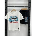 Barbosa Erkek %100 Pamuklu T-Shirt Şort Takım - 7 - 8 Yaş - Beyaz - Siyah