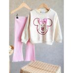 Barbosa Sweatshırt Tayt Mini Mouse 2'li Kız Çoçuk Takım - Pembe - Beyaz - 3 - 4 Yaş