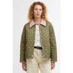 Barbour Icons Cropped Liddesdale Kapitone Ceket GN14 Bleached Olive/ancient/gardenia - 40 - Haki