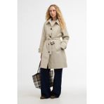 Barbour Maia Showerproof Trençkot ST51 Mist / Dress Navy Tartan - Bej - 34