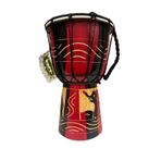 BARC Ahşap Djembe, 25 cm, Mahoni Ağacı ve Keçi Derisi, Otantik El Yapımı Bali Davul, Fil Figürlü,