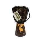 BARC Ahşap Djembe, 30 cm, Mahoni Ağacı ve Keçi Derisi, Otantik Çalgı, Model 006, Fil Figürlü, Dekoratif Davul