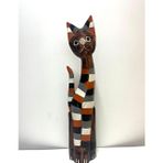 Barc Shop Ahşap Dekoratif Kedi Çizgili 60 cm Otantik Dekor Biblo