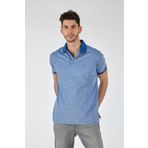 Barca 1102598 Mavi-Beyaz Polo Yaka Çizgili Kısa Kollu Erkek T-Shirt