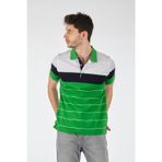 Barca 1102608 Lacivert-Yeşil Polo Yaka Çizgili Erkek T-Shirt