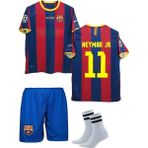 Barcelon'a Neymar Retro Futbol Çocuk Forması 3'lü Set Çorap Hediyeli - 7 - 8 Yaş - Bordo-Mavi