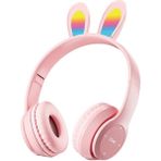 BARCODE Bk-43 Tavşan Model Işıklı Kulak Üstü Bluetooth Kulaklık - Pembe