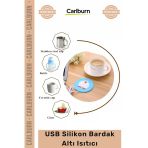 #Bardakısıtıcı Karbon Fiber Isıtma Pedli Taşınabilir Ofis Masaüstü Şık Usb Silikon Bardak Altı Isıtıcı