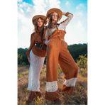 Bare & Bold Dantel Detaylı Geniş Paça Kadın Pantolon Taba