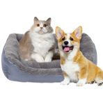 Barelove Kare Büyük Köpek Yatağı Yıkanabilir Pedler Oda, Yumuşak Peluş Suni Kürk Dikdörtgen Uyuyan Evcil Hayvan Yatağı Küçük Orta Büyük Köpekler Kediler Yavru Köpekler için, Kaymaz Su Geçirmez Alt