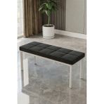 Baresmu Aren Bench Puf – Çımalı Oturma Bankı 105X40 cm | Modern Bench Puf Beyaz Metal Ayaklı Çımalı - 105 x 45 - Siyah