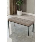 Baresmu Aren Bench Puf – Çımalı Oturma Bankı 105X40 cm | Modern Bench Puf Siyah Metal Ayaklı Çımalı - 105 x 45 - Cappuccino