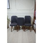 Baresmu Hasa 3 Adet Sandalye – Ahşap Ayaklı, Ergonomik, Rahat Oturumlu Modern Mutfak ve Yemek Sandalyesi - Antrasit