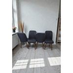 Baresmu Hasa 4 Adet Sandalye – Ahşap Ayaklı, Ergonomik, Rahat Oturumlu Modern Mutfak ve Yemek Sandalyesi - Antrasit