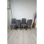 Baresmu Hasa 4 Adet Sandalye – Ahşap Ayaklı, Ergonomik, Rahat Oturumlu Modern Mutfak ve Yemek Sandalyesi - Gri