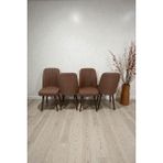 Baresmu Hasa 4 Adet Sandalye – Ahşap Ayaklı, Ergonomik, Rahat Oturumlu Modern Mutfak ve Yemek Sandalyesi - Kahverengi