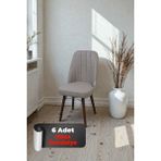 Baresmu Hasa 6 Adet Sandalye – Ahşap Ayaklı, Ergonomik, Rahat Oturumlu Modern Mutfak ve Yemek Sandalyesi - Krem
