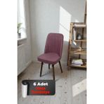 Baresmu Hasa 6 Adet Sandalye – Ahşap Ayaklı, Ergonomik, Rahat Oturumlu Modern Mutfak ve Yemek Sandalyesi - Pembe